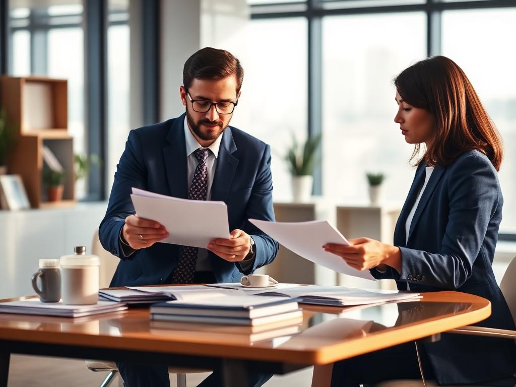 Two sourcing specialists reviewing product requirements during a discovery consultation